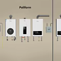 Poliform Wall Mounted Water Heaters Installed On Beige Wall With Control Devices 3d model