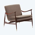 Modern Accent Lounge Chair With Wooden Arms Fabric Seat And Metallic Legs