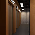 Modern Clothing Store Interior With Wooden Fitting Room Doors And Bright Lighting