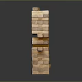 Intricate Tall Stacked Wooden Blocks Structure With Holes And Layered Design