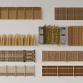 Bamboo and Wooden Fences Various Styles and Patterns Collection on