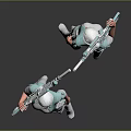 Game Movie Female Character In Teal Outfit Holding Rifles With Helmet And High Heels