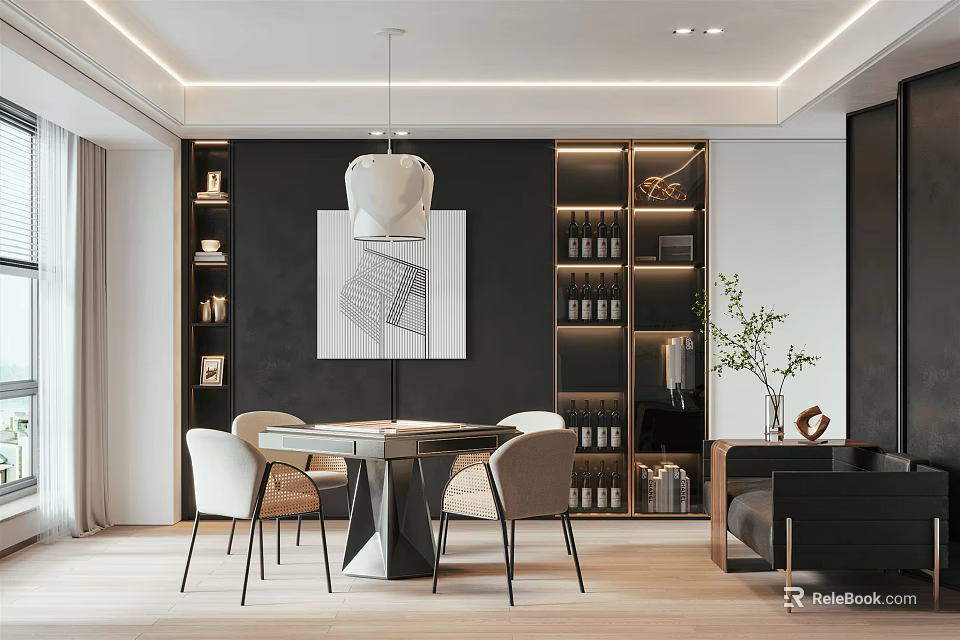 Hotel Mahjong and Chess Room with Modern Decor Comfortable Seating and Relaxing Atmosphere 3d model