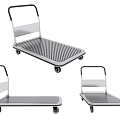 Durable Silver Metal Platform Trolley With Handle Striped Surface And Wheels 3d model