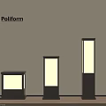Poliform Modern Outdoor Lights with Black Columns Varying Heights and Lighted Panels