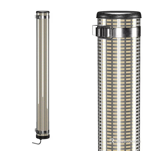 Modern Floor Lamp With Striped Metal Cylindrical Design For Interior Decor 3d model 