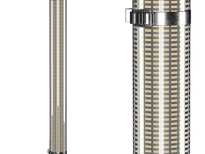 Modern Floor Lamp With Striped Metal Cylindrical Design For Interior Decor 3d model