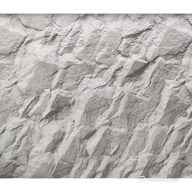 Natural Stone Wall Component With Rough Textured Surface And Gray Finish 3d model 