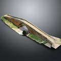 Ancient Stone Arch Bridge Model With Traditional Arch Structure And Green Vegetation