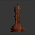 Red Wooden Chess King Piece With Intricate Carved Design And Polished Surface