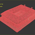 Traditional Square Shaped Residential Building With Dark Roof Red Walls And Central Courtyard