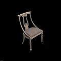 Elegant Classical Single Chair With Carved Backrest And Upholstered Seat Cushion