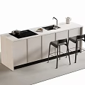 Modern Bar Counter Design With White Countertop Black Bar Stools And Sink