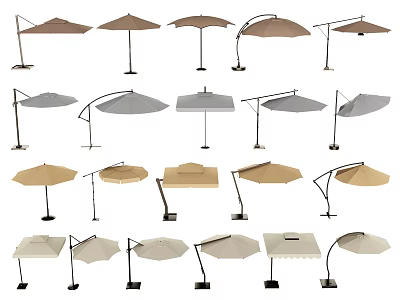 Various Outdoor Sunshade Canopies with Different Styles Colors and Stand Designs 3d model
