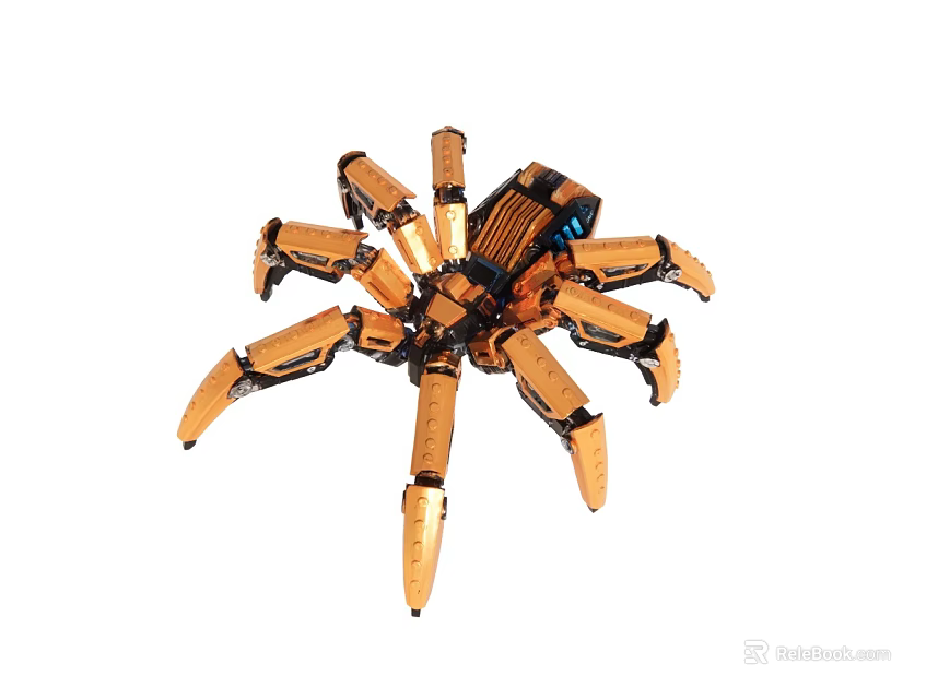 Intelligent Spider Shaped Robot Featuring Multiple Mechanical Legs And Metallic Body 3d model 