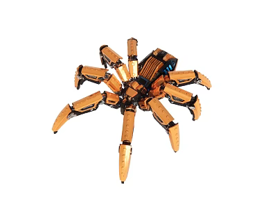 Intelligent Spider Shaped Robot Featuring Multiple Mechanical Legs And Metallic Body 3d model