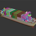 Cargo Ship With Colorful Containers On Deck 3d model