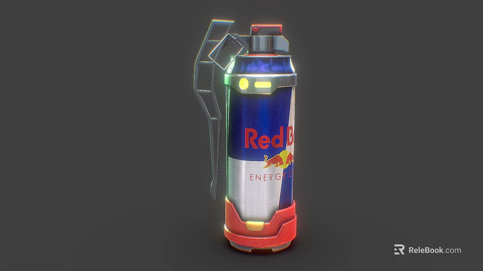 Red Bull Inspired Energy Drink Can Shaped Weapon With Modern Design And Glowing Lights 3d model 
