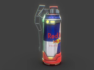 Red Bull Inspired Energy Drink Can Shaped Weapon With Modern Design And Glowing Lights 3d model