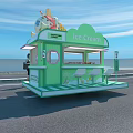 Green Ice Cream Cart Photo Spot With Seats And Outdoor Decorative Design