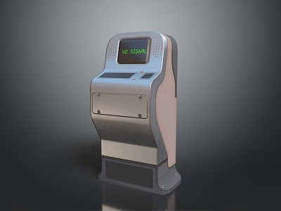 Self Service Computer Terminal With ID Scan Display Screen And Control Panel 3d model