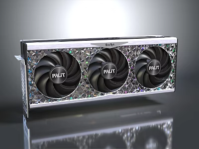 PALIT Triple Fan Graphics Card Silver Casing And Cooling System For High Performance PC Builds 3d model