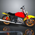 Vibrant Red And Yellow Motorcycle With Black Seat And Gold Wheels