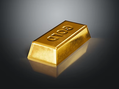 Shiny Metallic Gold Bar With Smooth Surface And Reflection On Dark Background 3d model