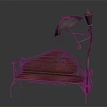 Outdoor Bench Featuring Metal Frame Wooden Seat Curved Design Umbrella and Lamp