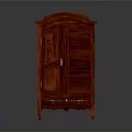 Red Vintage Wooden Storage Cabinet With Glass Door And Drawer For Home Decor