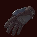 Leather Glove With Metal Badge Stitched Details And Spiked Finger Design