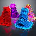 Colorful Geometric Decorative Ornament Set with Polyhedral Shiny Reflective Design