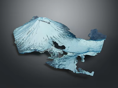 Beautiful Scenic Landscape With Snow Covered Mountain And Glacier Terrain Features 3d model