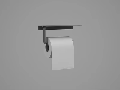 Modern Bathroom Accessories Black Metal Toilet Paper Holder With Small Shelf 3d model