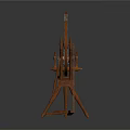 Vintage Industrial Equipment Featuring Large Wooden Spinning Wheel And Classic Structure