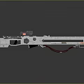 Futuristic Metallic Weapon With Red Accents Scope And Reflective Surface Design 3d model