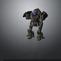 Heavy Duty Mechanical Robot Character With Gray Armor And Blue Screen