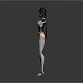 Futuristic Female Game Character With Black And Gray Armor And Visor