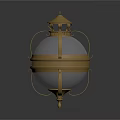 Golden Spherical Chandelier With Metal Frame Decorative Top Cap And Transparent Glass Shade