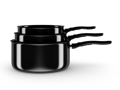 Black Stacked Cooking Pots Set As Essential Modern Kitchen Cookware 3d model