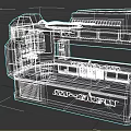 Futuristic Industrial Building Structure With Mr Giry Themed Console Counter And Orange Accents