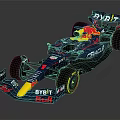 Red Bull Formula 1 Race Car With BYBIT Oracle Logos Blue Yellow Livery Design