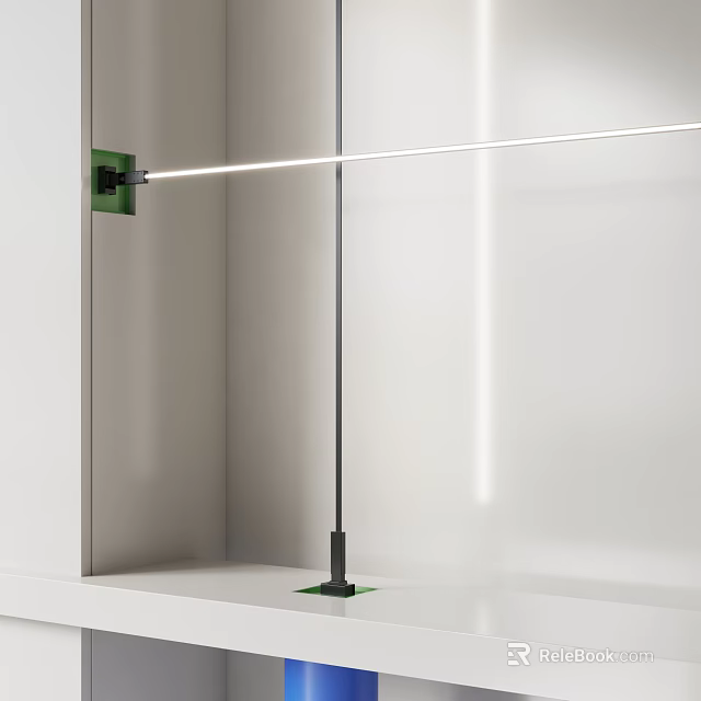 Modern Minimalist Floor Lamp With Black Pole Green Base And White Light Strip 3d model 