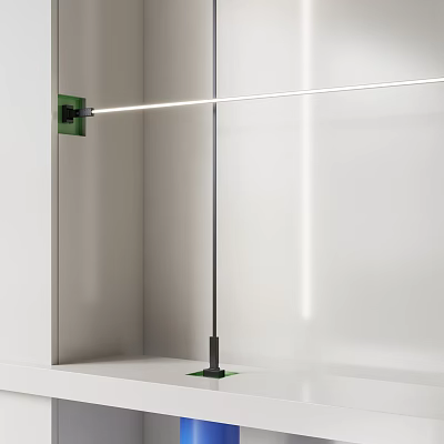 Modern Minimalist Floor Lamp With Black Pole Green Base And White Light Strip 3d model