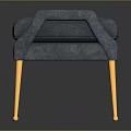 Blue Tufted Upholstered Bench With Gold Metal Legs And Modern Style