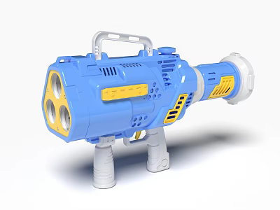 Blue And Yellow Electric Toy Gun For Kids With Handles 3d model