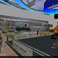 Technology Exhibition Hall Featuring Heavy Machinery Excavators Modern Booth And Architectural Lighting