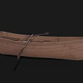 Classic Wooden Rowing Boat Featuring Natural Wood Seats And Oars Design