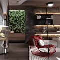 Elegant Modern Living Room Interior With Beige Sofa Marble Accent Wall And Bookshelves