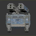 Futuristic Blue Tracked Armored Weapon Vehicle With Turret Cannon And Mechanical Design Features